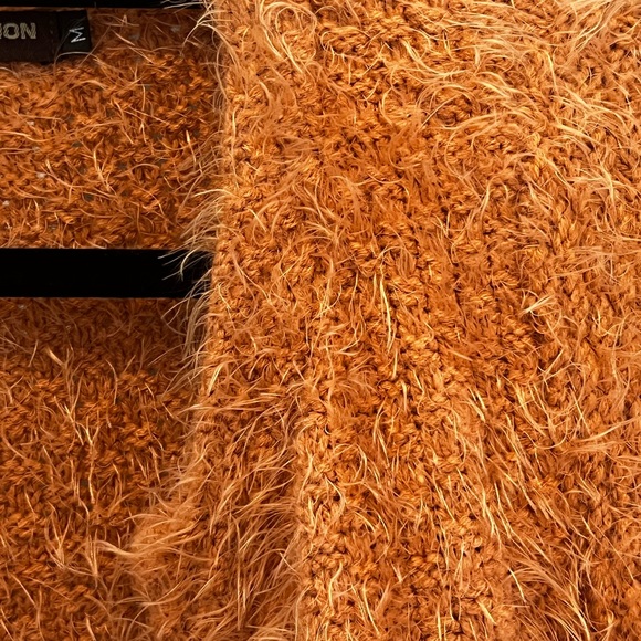 JOHN FASHION Fuzzy Eyelash Wool Blend Cardigan – Burnt Orange – Size M - Picture 2 of 5